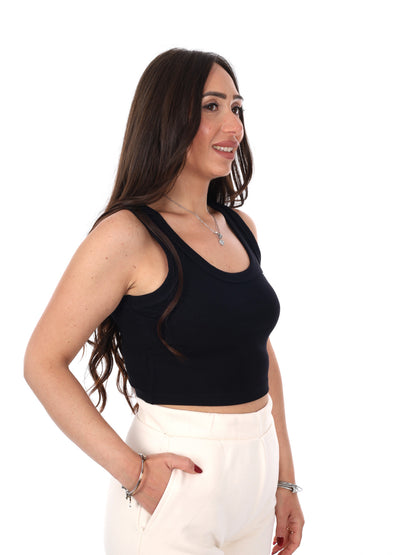 Guess Silvy Rib Tank, canotta donna nera per la primavera-estate