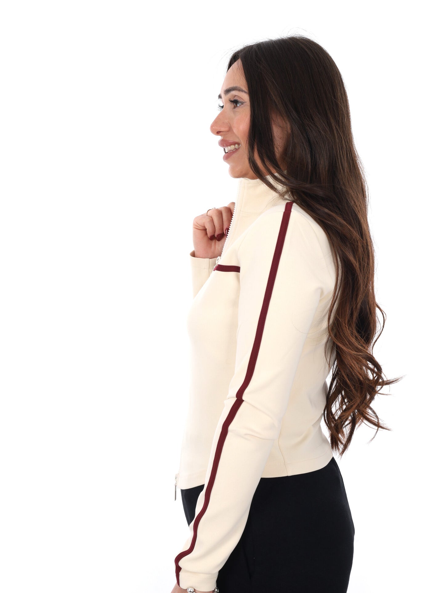 Felpa Guess Jasmine Full Zip da donna color beige