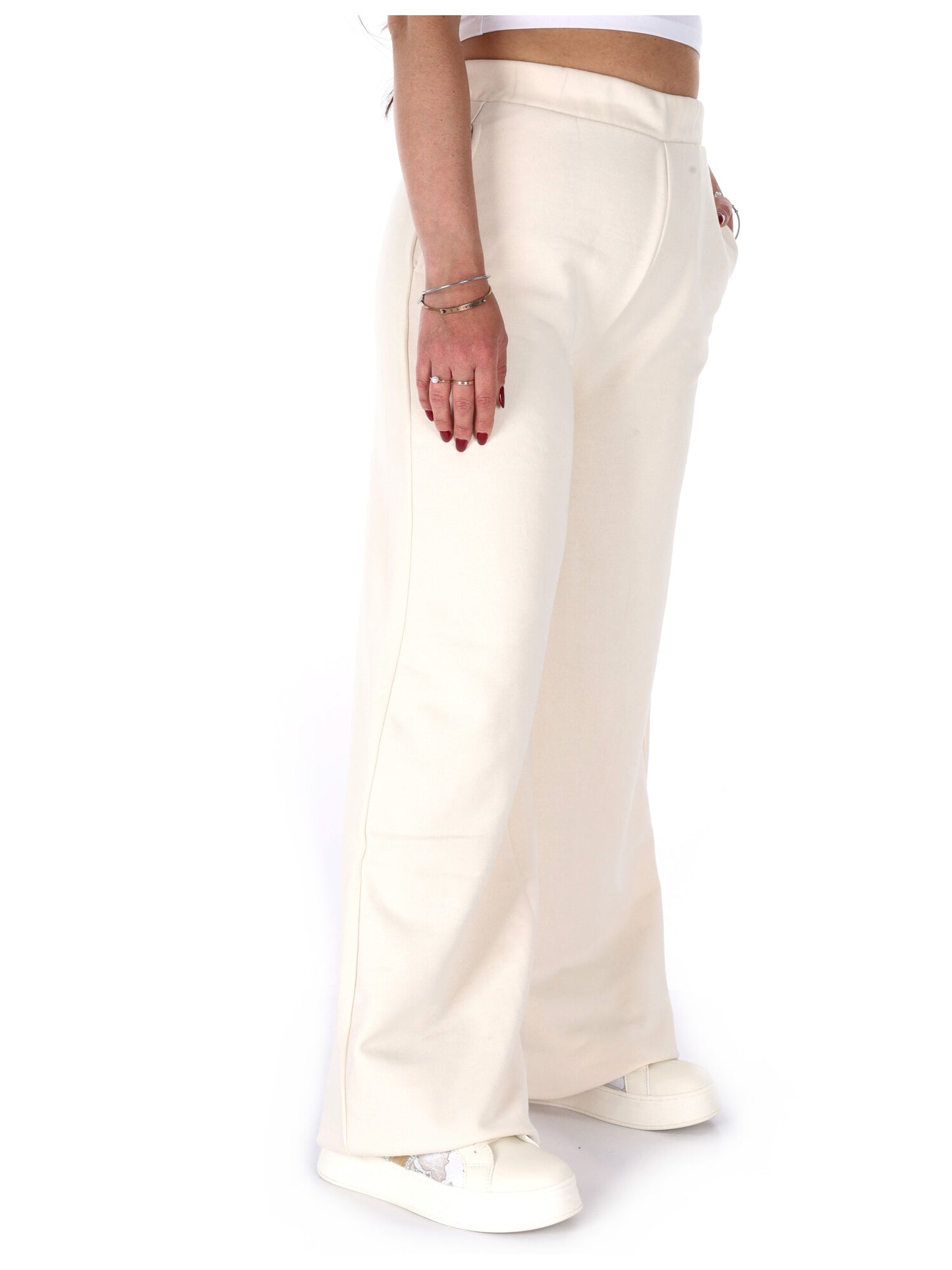 Guess Yayoi, pantaloni a gamba larga da donna crema