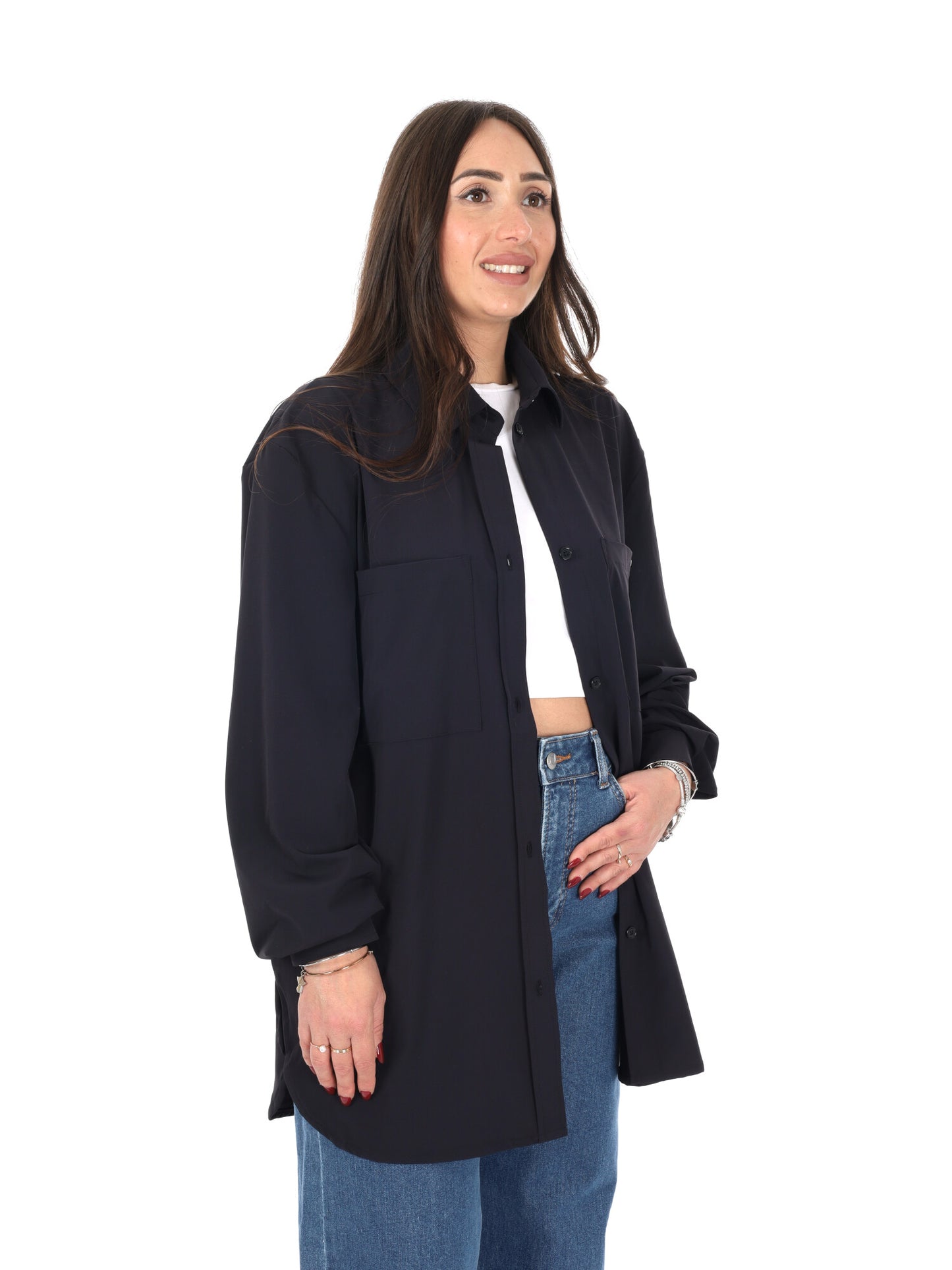 Guess Nat Shacket, camicia giacca donna nera