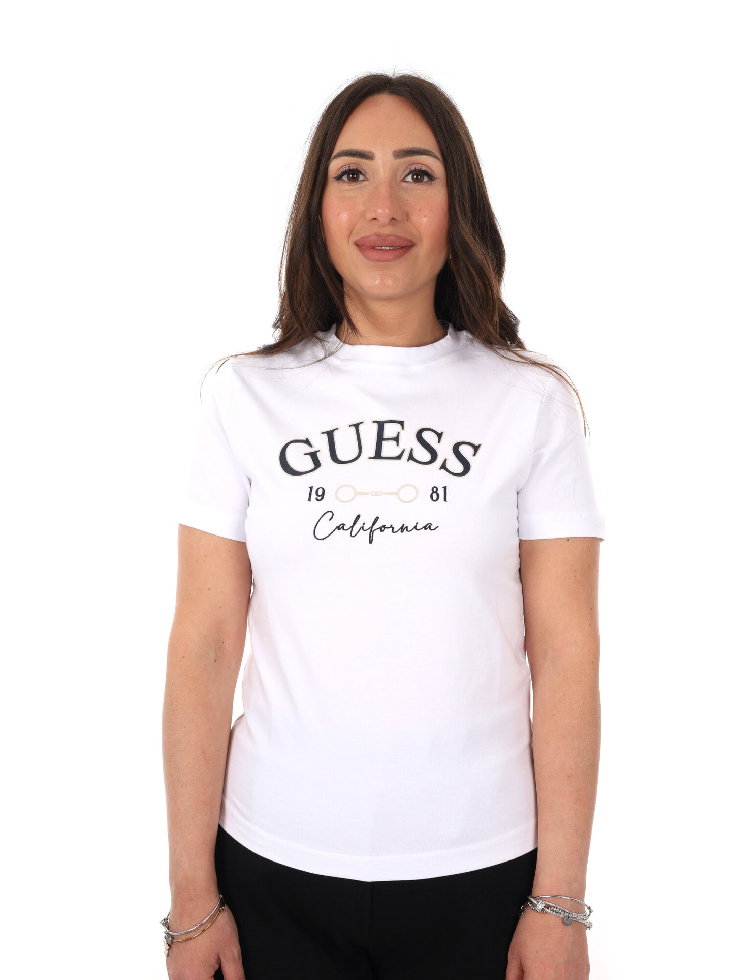 Guess Beatriz, t-shirt bianca da donna con logo
