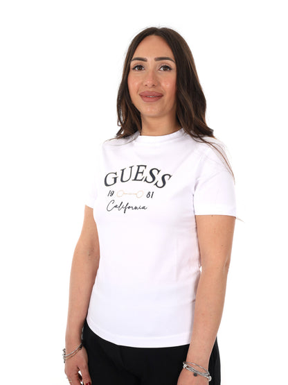 Guess Beatriz, t-shirt bianca da donna con logo