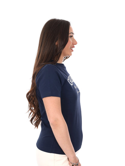 T-shirt donna Guess Beatriz in blu con logo sul petto