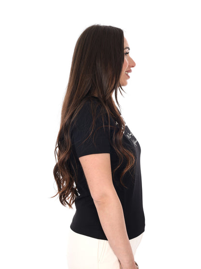 Guess Beatriz t-shirt girocollo a maniche corte da donna nera