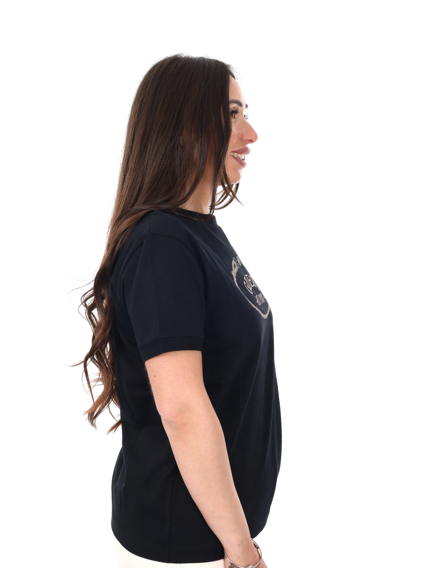 Guess Rosalba, t-shirt nera da donna maniche corte