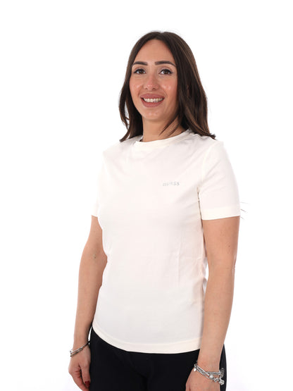 T-shirt donna Guess Tracey in panna dal taglio slim