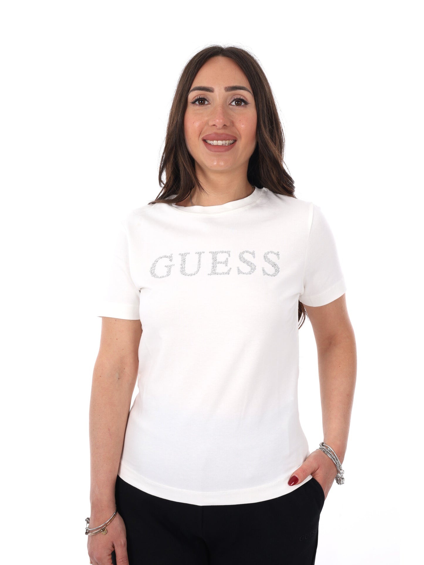 Guess Octavia, t-shirt maniche corte da donna panna