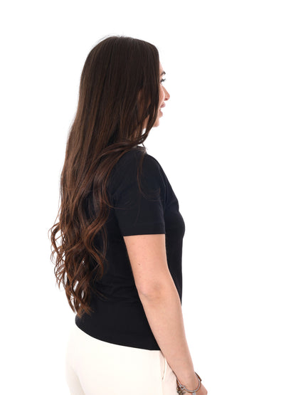 Guess Octavia, t-shirt slim fit donna nera con logo