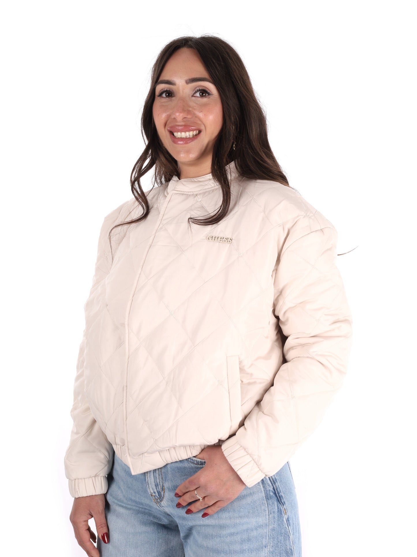 Guess Cecilia Puffer, giubbino trapuntato donna beige