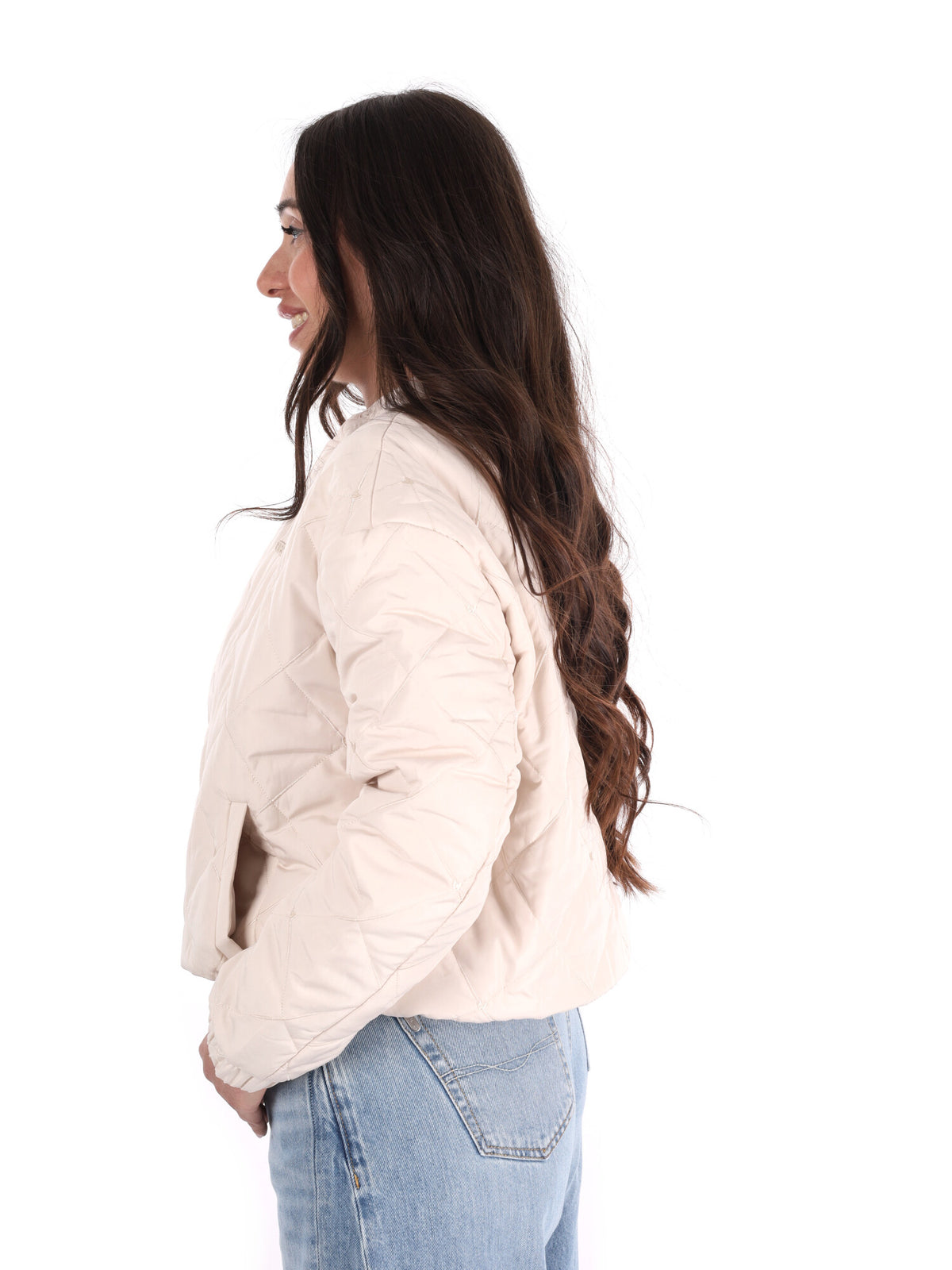 Guess cecilia puffer giubbino da donna panna