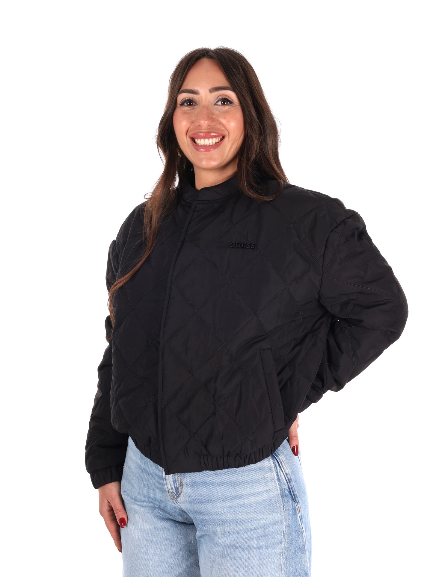 Guess Cecilia Puffer, giubbotto donna nero per la primavera