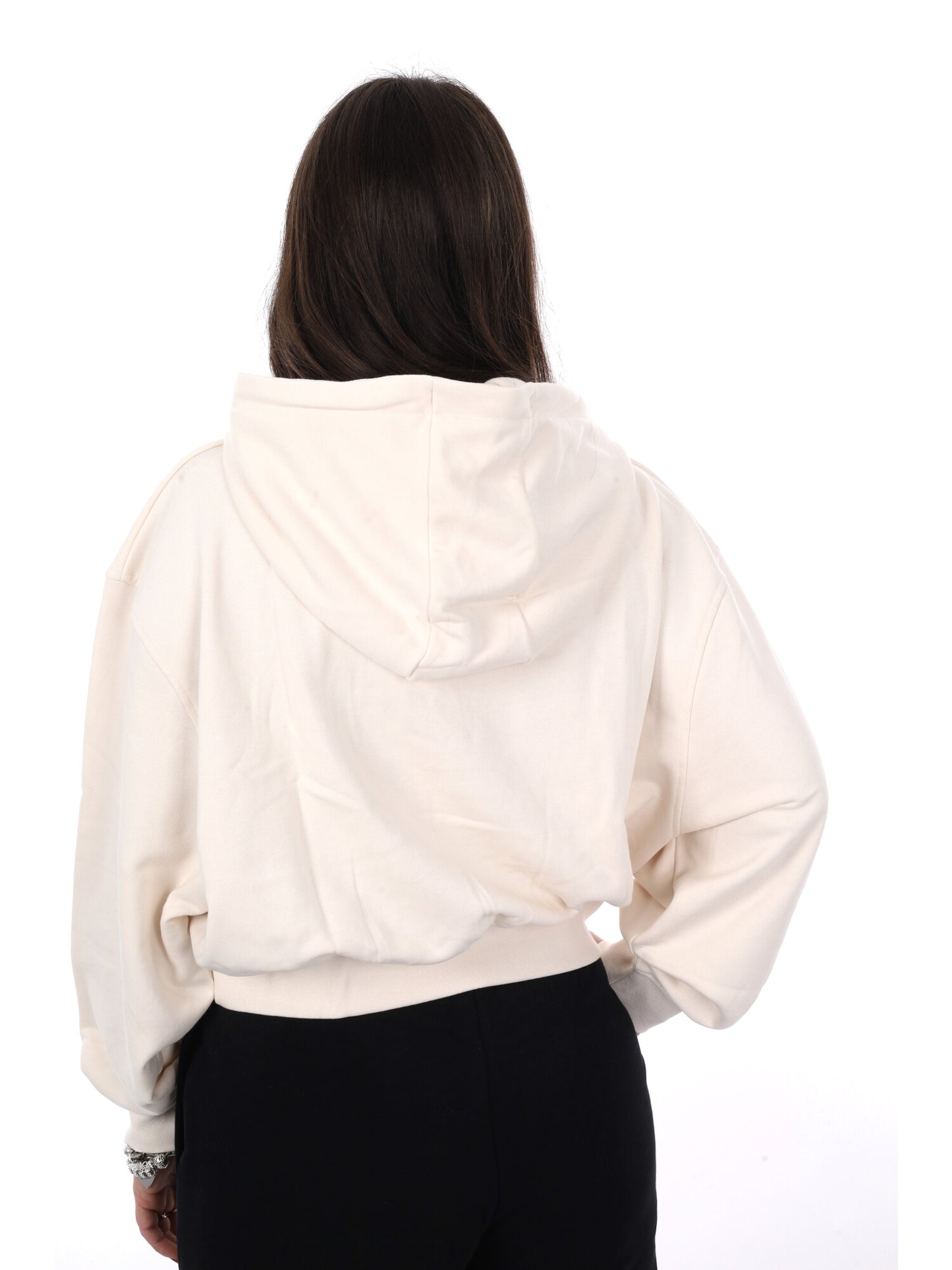 Felpa donna Guess Yayoi in colore crema con cappuccio