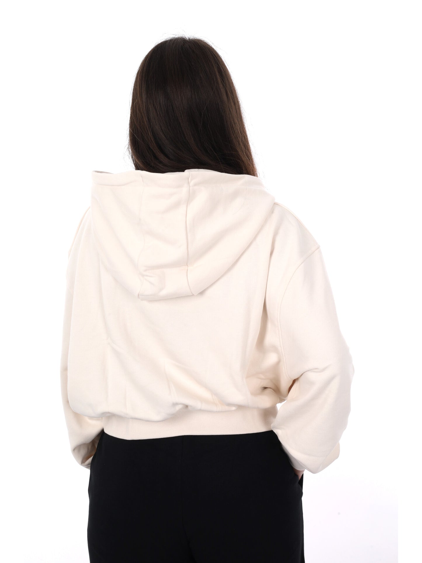 Felpa donna Guess Yayoi in colore crema con cappuccio