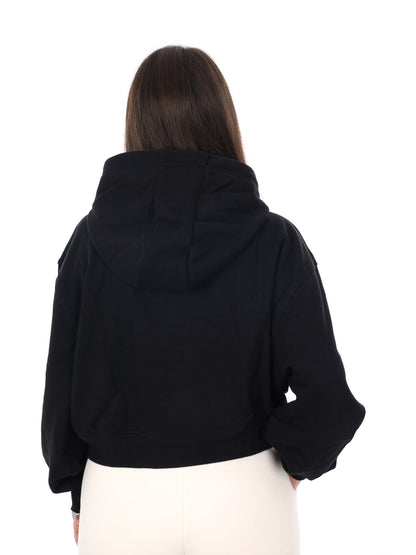 Guess Yayoi Hoodie, felpa nera con cappuccio da donna