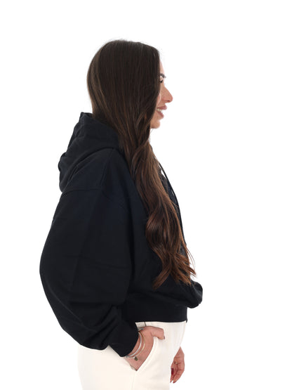 Guess Yayoi Hoodie, felpa nera con cappuccio da donna