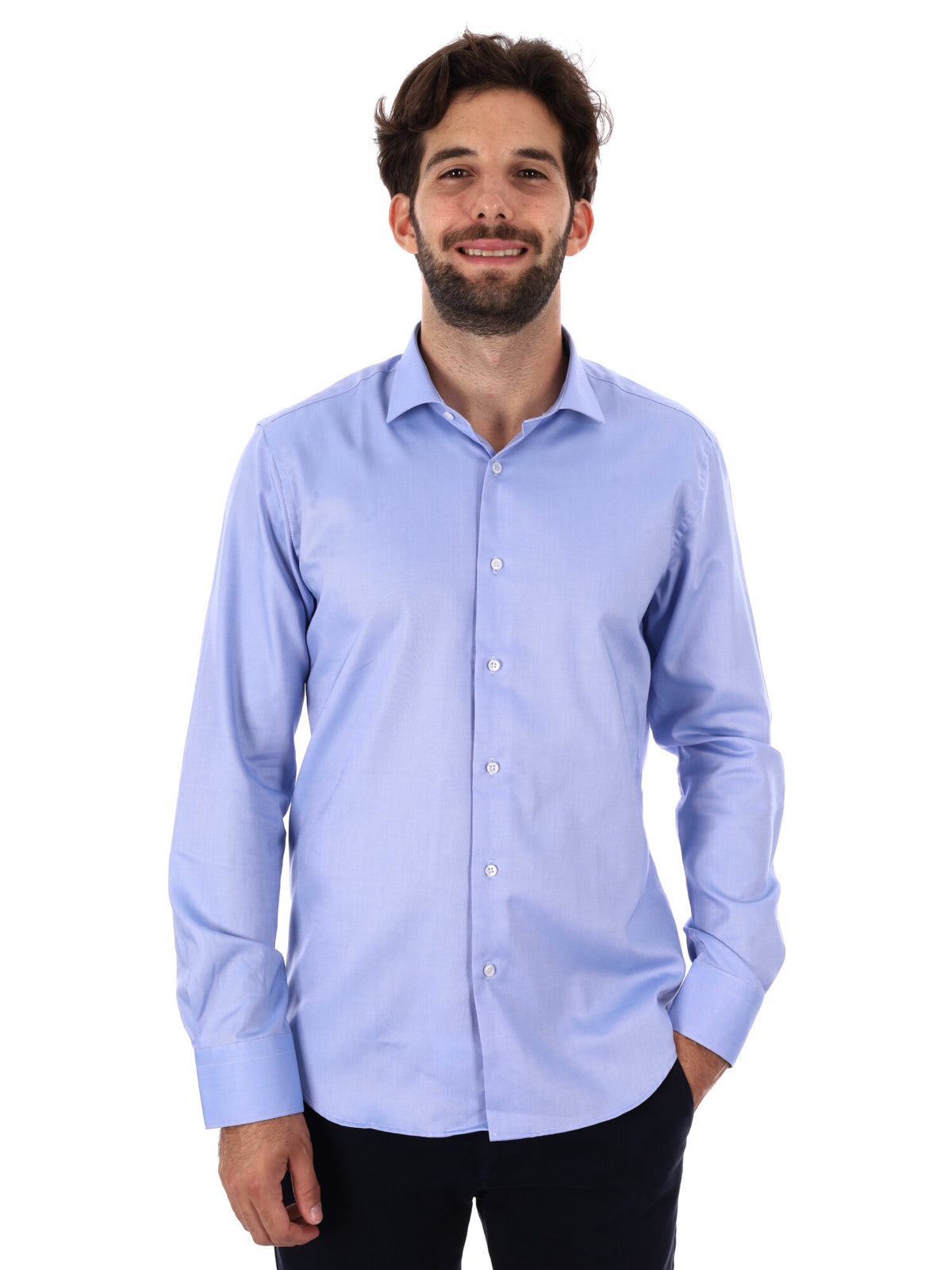 Fb camicia no stiro da uomo azzurro