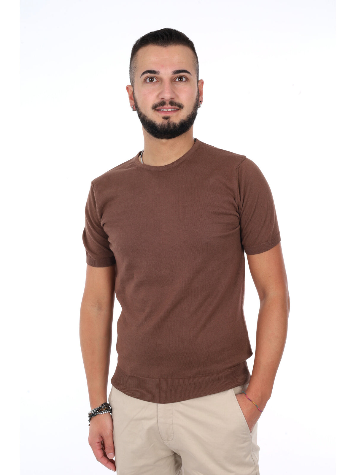 F.b. t-shirt maglia da uomo tabacco