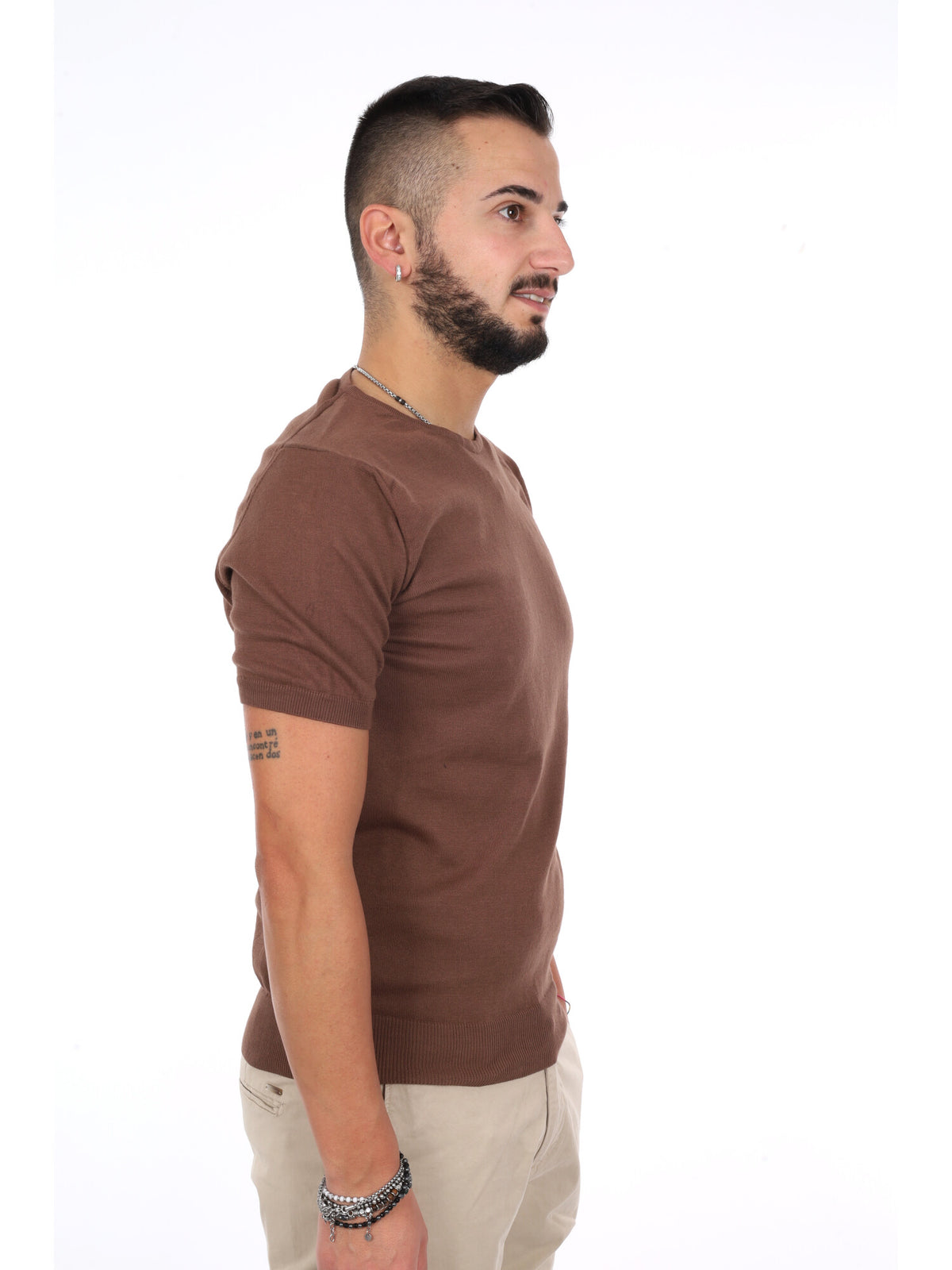 F.b. t-shirt maglia da uomo tabacco