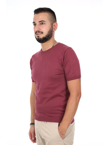 T-shirt bordeaux da uomo FB Vitti K422, casual e versatile