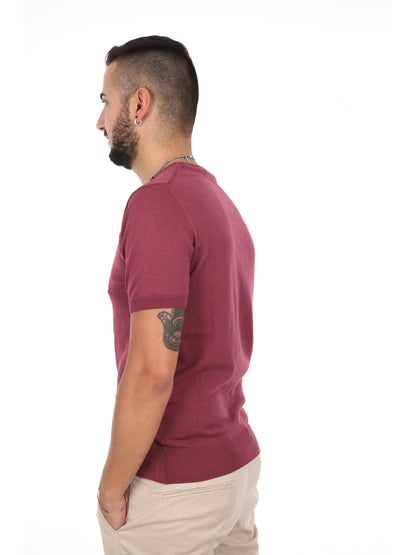 T-shirt bordeaux da uomo FB Vitti K422, casual e versatile