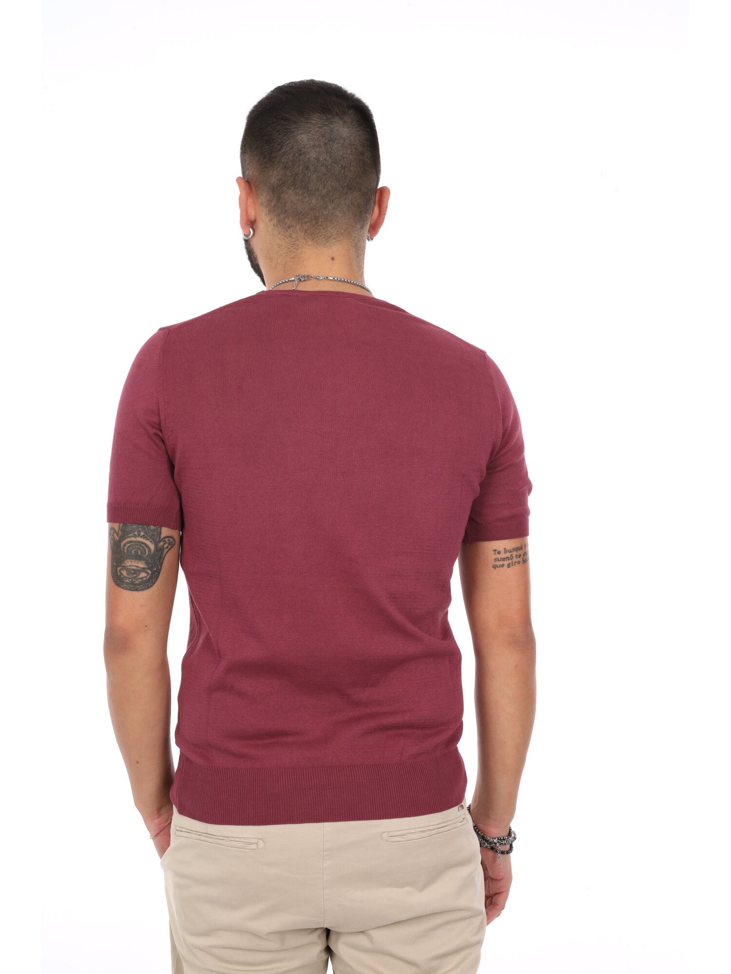 T-shirt bordeaux da uomo FB Vitti K422, casual e versatile