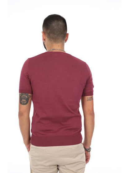 T-shirt bordeaux da uomo FB Vitti K422, casual e versatile