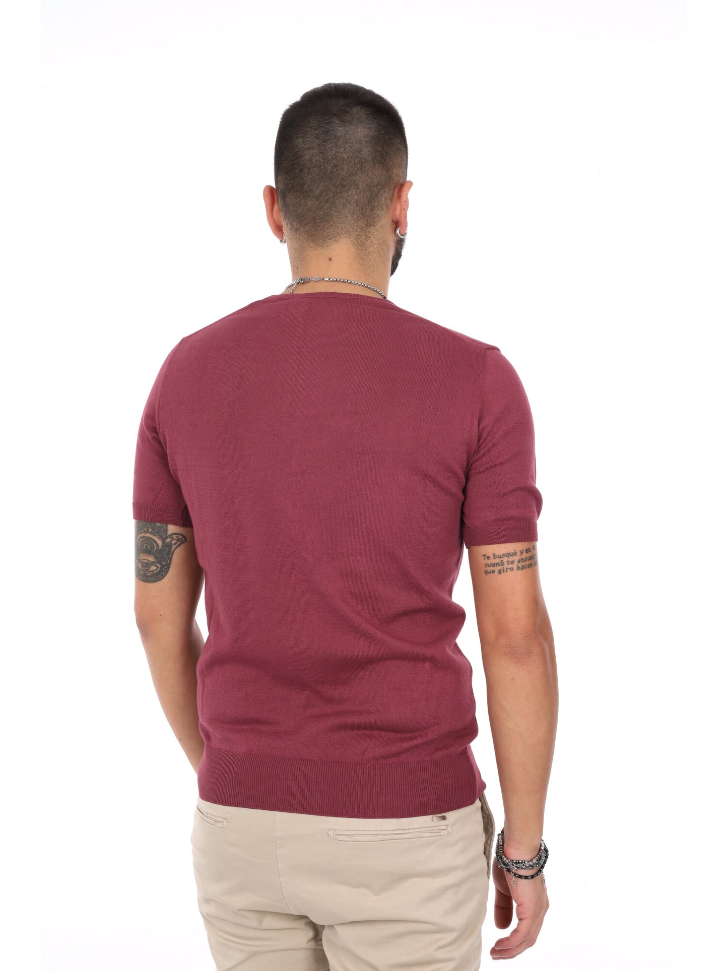 T-shirt bordeaux da uomo FB Vitti K422, casual e versatile