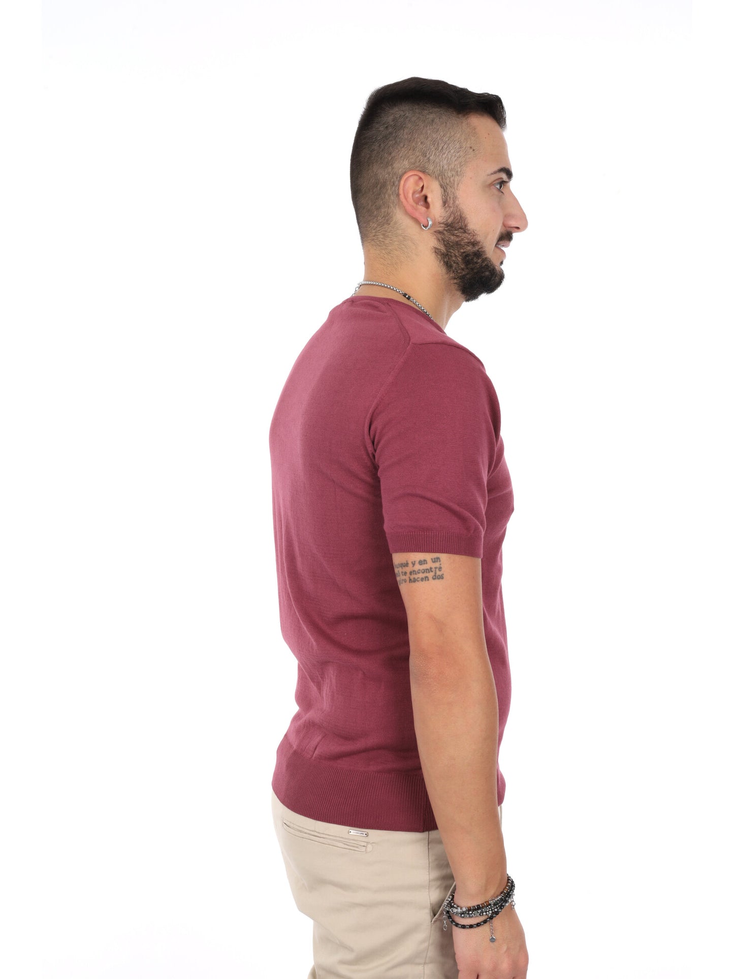 T-shirt bordeaux da uomo FB Vitti K422, casual e versatile
