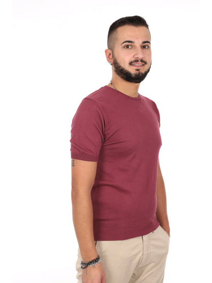 T-shirt bordeaux da uomo FB Vitti K422, casual e versatile
