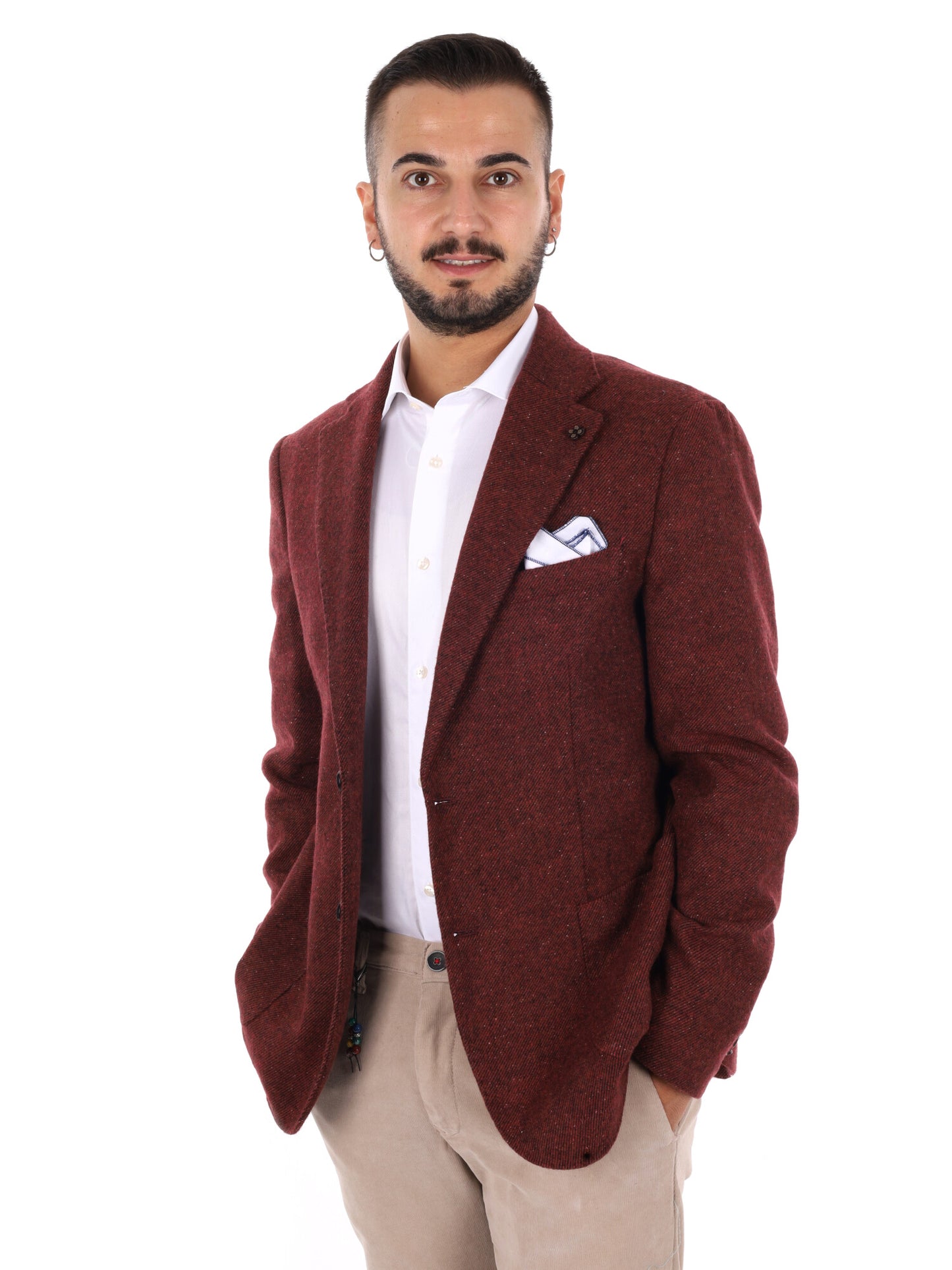 Fb Giacca Bottonata, giacca da uomo bordeaux