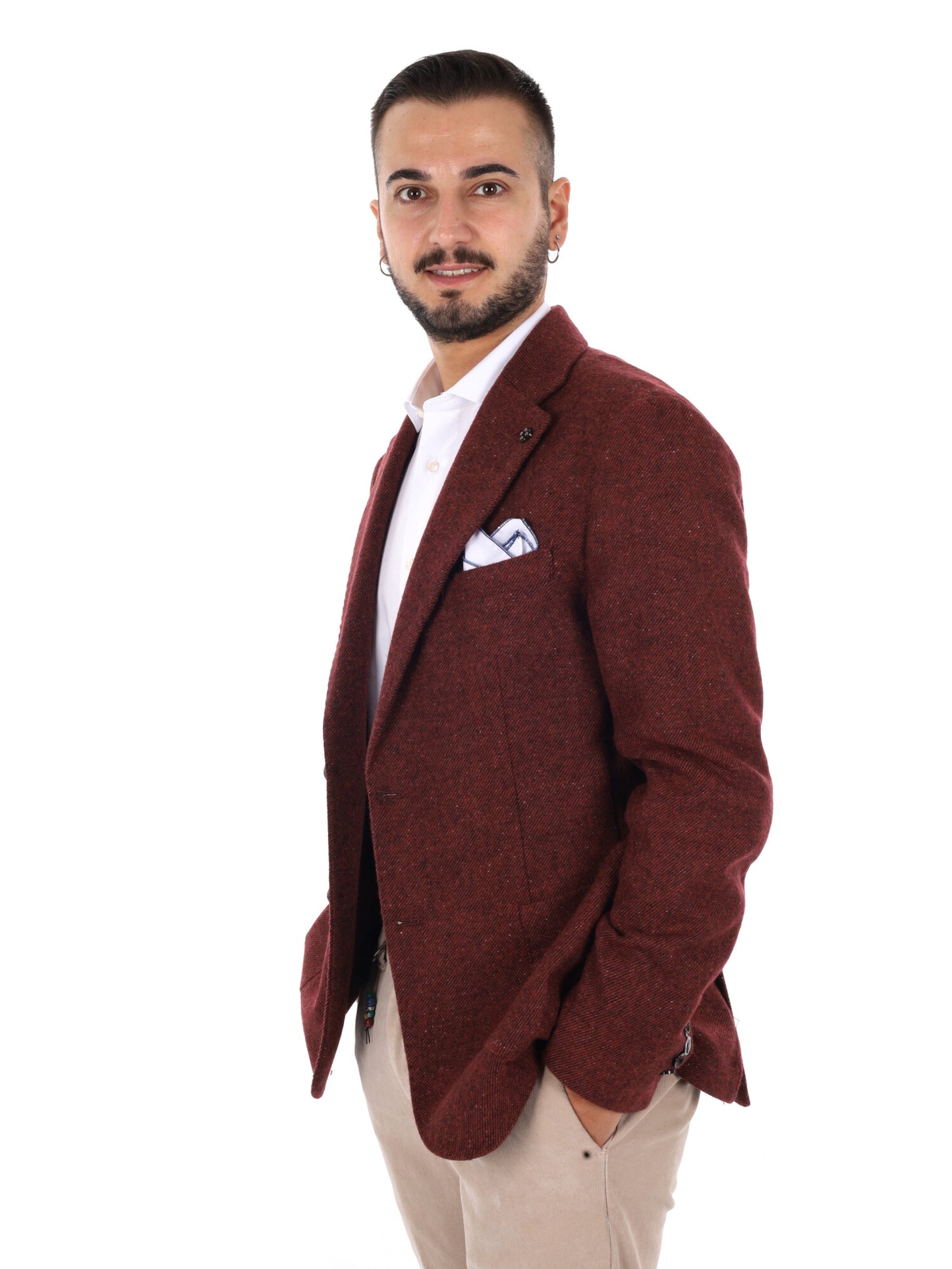 Fb Giacca Bottonata, giacca da uomo bordeaux