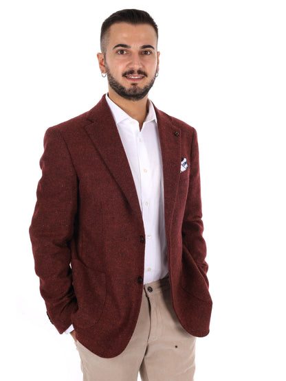 Fb Giacca Bottonata, giacca da uomo bordeaux