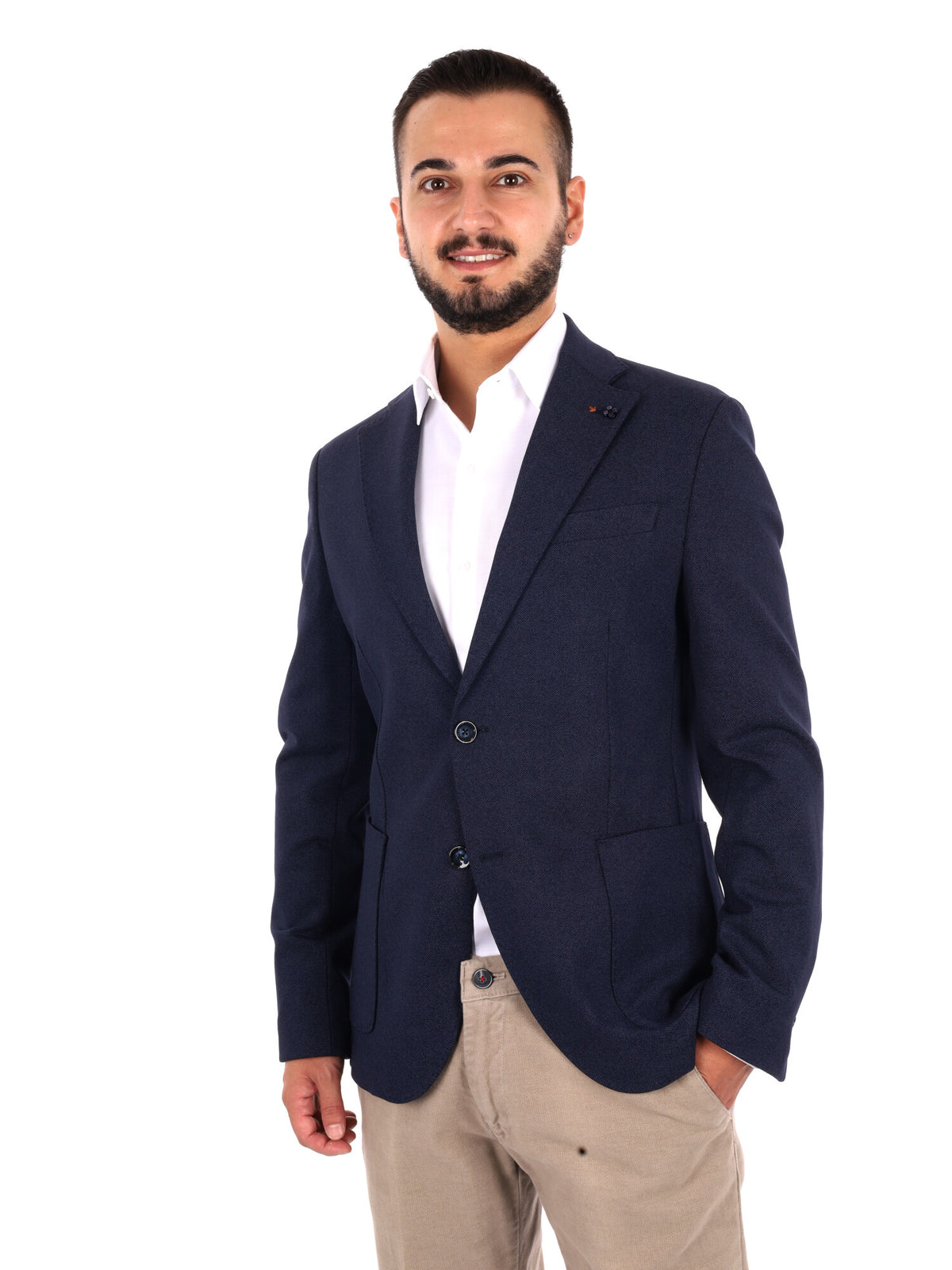 Fb W1444 89, giacca da uomo blu