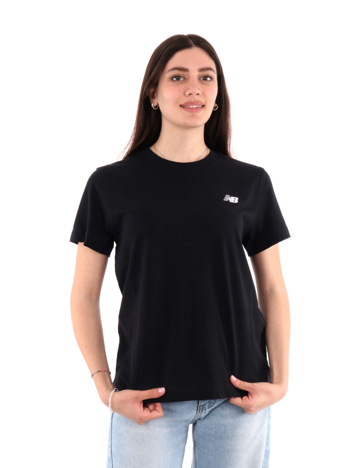 New Balance Sport Essentials, t-shirt girocollo nera da donna