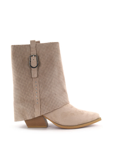 Queen Helena stivaletti biker traforati beige da donna leggeri e moderni