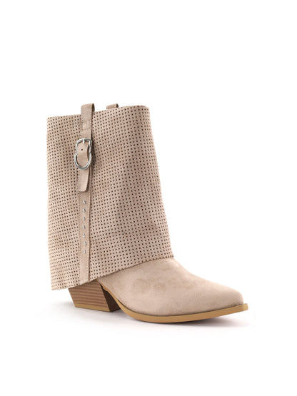 Queen Helena stivaletti biker traforati beige da donna leggeri e moderni