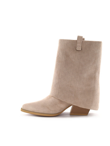 Queen Helena stivaletti biker traforati beige da donna leggeri e moderni