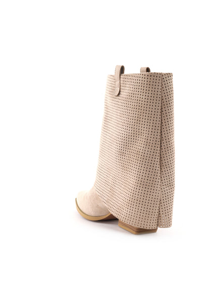 Queen Helena stivaletti biker traforati beige da donna leggeri e moderni