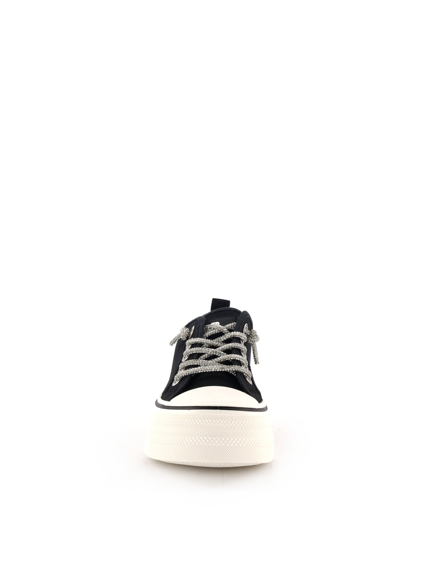 Queen Helena XZ002, sneakers platform da donna nere con dettagli in strass