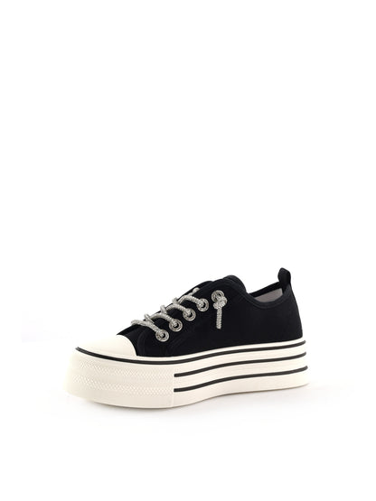 Queen Helena XZ002, sneakers platform da donna nere con dettagli in strass