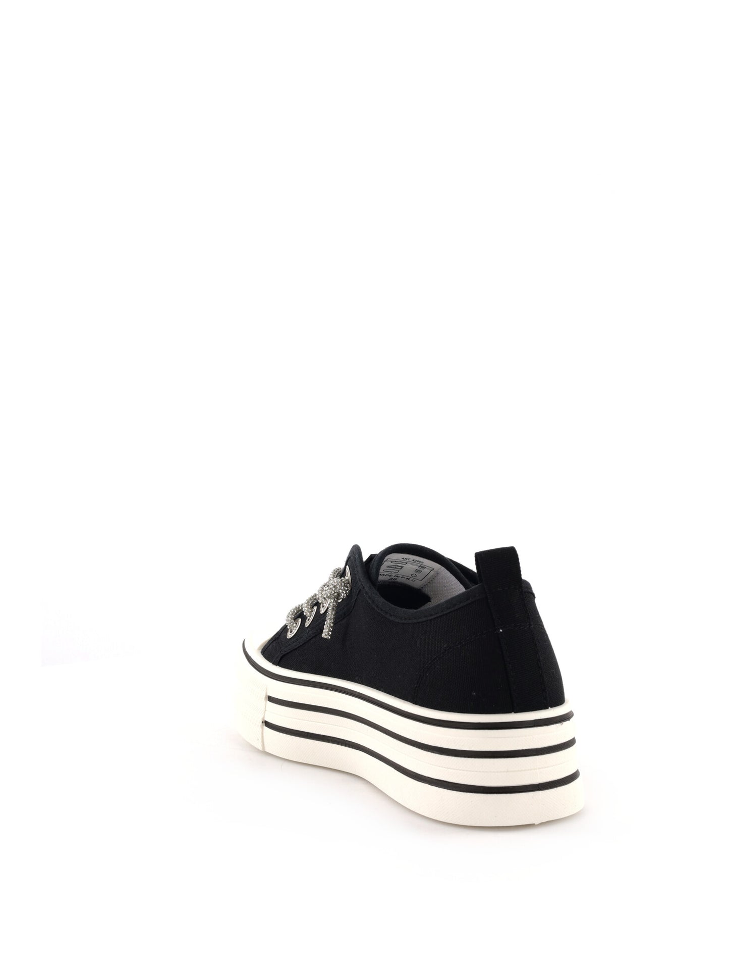 Queen Helena XZ002, sneakers platform da donna nere con dettagli in strass
