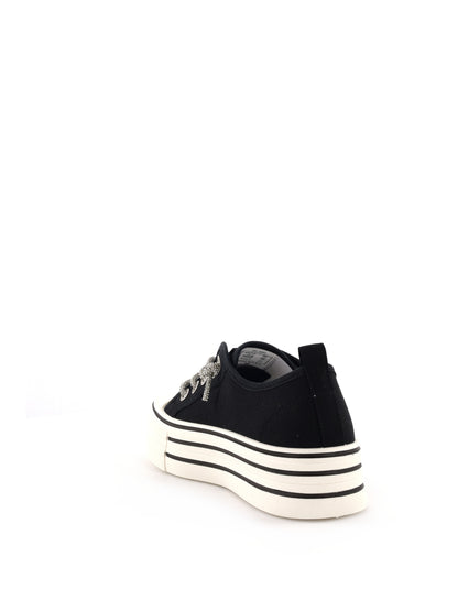 Queen Helena XZ002, sneakers platform da donna nere con dettagli in strass