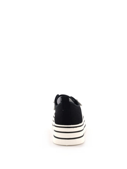 Queen Helena XZ002, sneakers platform da donna nere con dettagli in strass