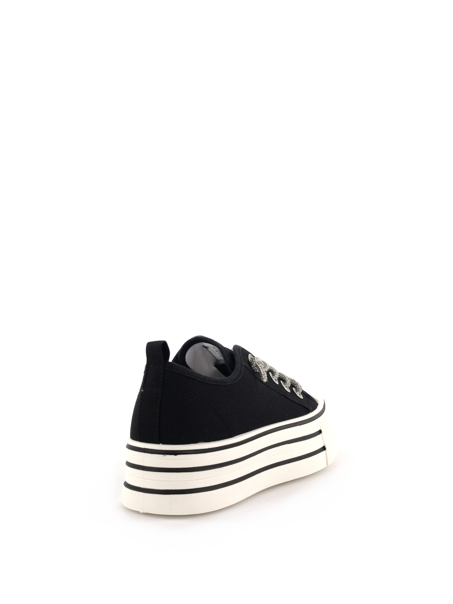 Queen Helena XZ002, sneakers platform da donna nere con dettagli in strass