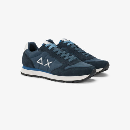 Sun68 Tom Solid, sneakers casual da uomo in blu con suede e tessuto