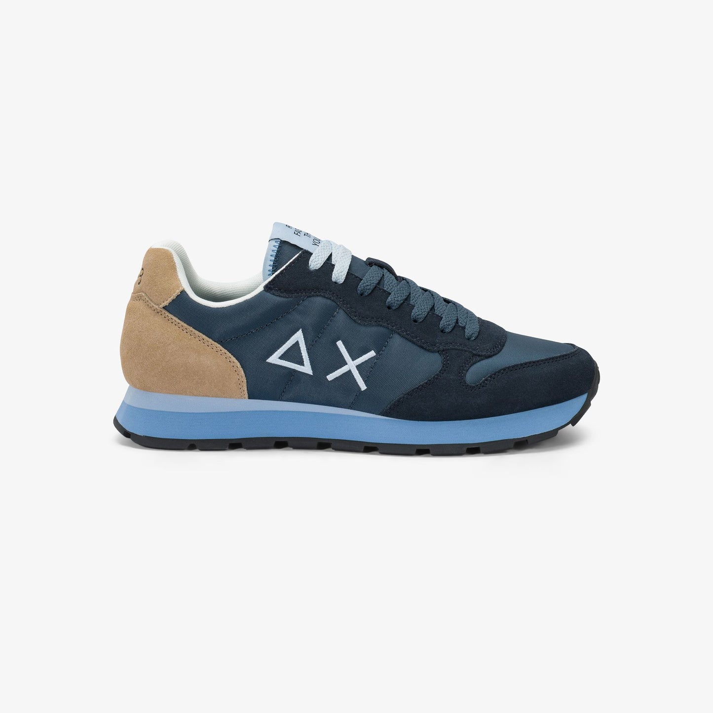 Sun68 Tom Multicolor, sneakers uomo blu in pelle scamosciata