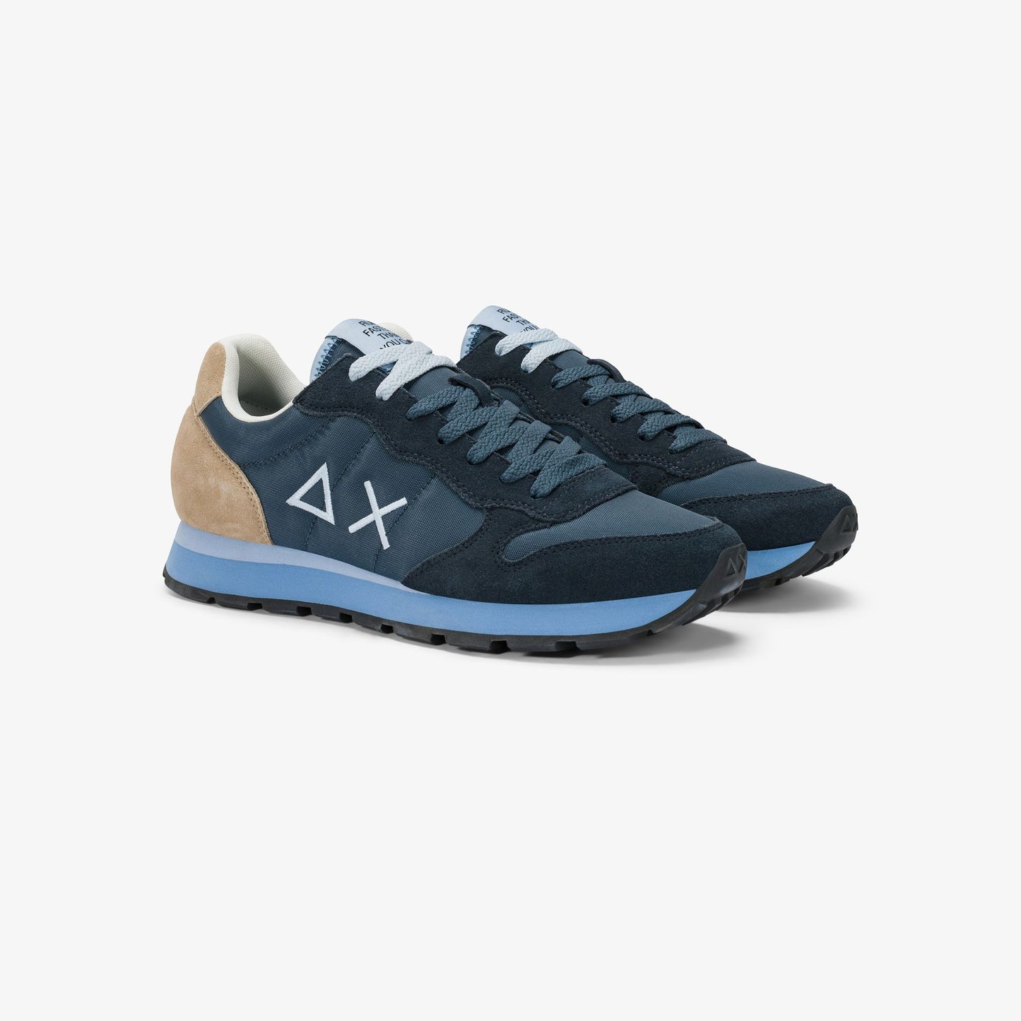 Sun68 Tom Multicolor, sneakers uomo blu in pelle scamosciata