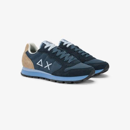 Sun68 Tom Multicolor, sneakers uomo blu in pelle scamosciata