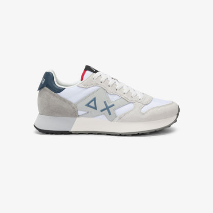 Sun68 Jaki 2.0 Solid, sneakers da uomo bianche in tessuto e scamosciato