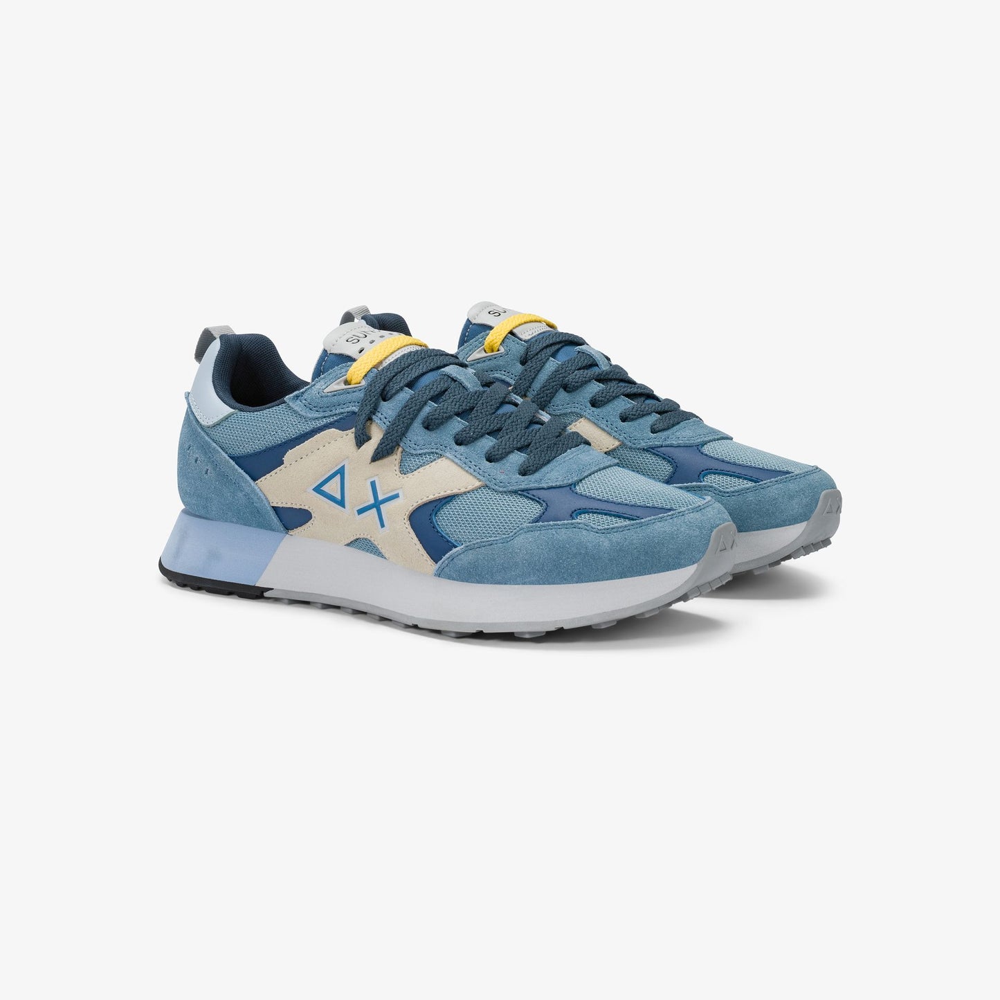 Sun68 Jaki Outdoor, sneakers casual da uomo blu in nylon e suede